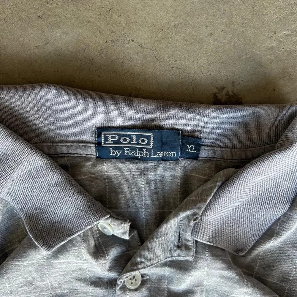Vintage plaid grey and white polo by ralph lauren polo shirt